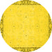 Round Oriental Yellow Modern Rug, abs2646yw