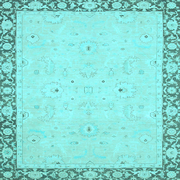 Square Machine Washable Oriental Light Blue Modern Rug, wshabs2646lblu