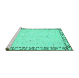Sideview of Machine Washable Oriental Turquoise Modern Area Rugs, wshabs2646turq