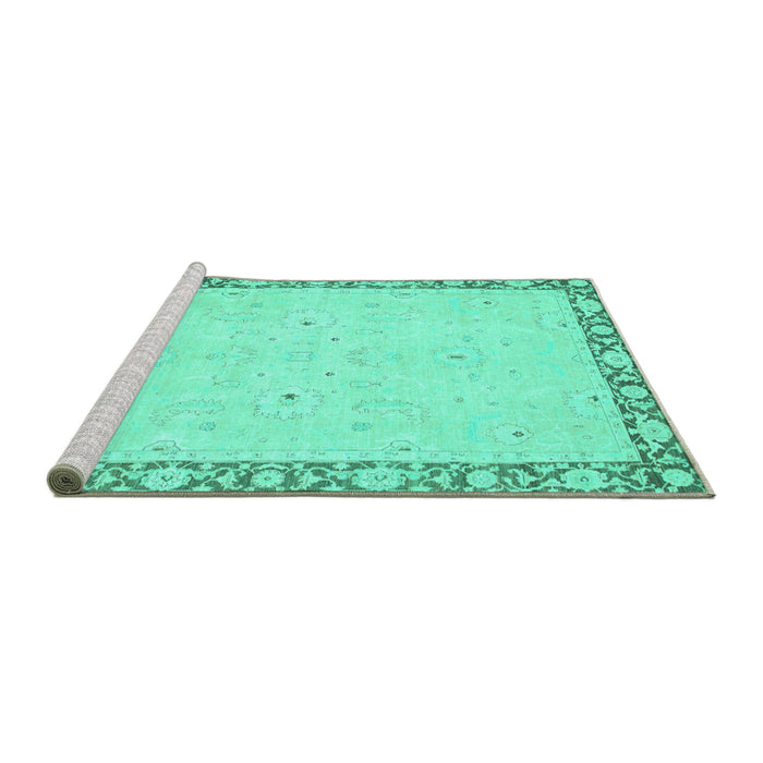 Sideview of Machine Washable Oriental Turquoise Modern Area Rugs, wshabs2646turq