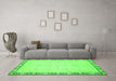 Machine Washable Oriental Green Modern Area Rugs in a Living Room,, wshabs2646grn