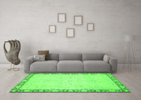 Machine Washable Oriental Green Modern Rug, wshabs2646grn