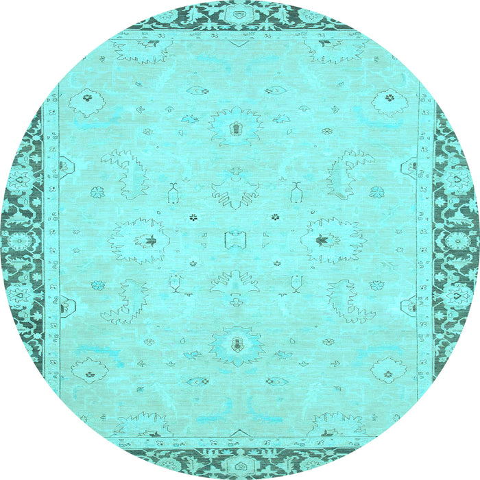 Round Oriental Light Blue Modern Rug, abs2646lblu