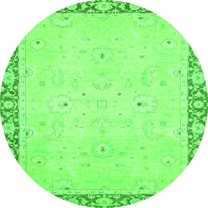 Round Machine Washable Oriental Green Modern Area Rugs, wshabs2646grn