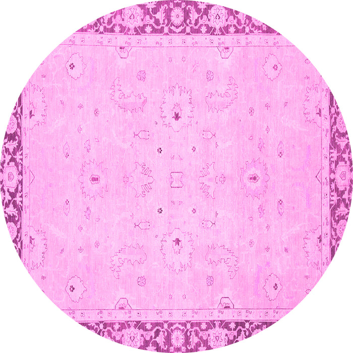Round Machine Washable Oriental Pink Modern Rug, wshabs2646pnk