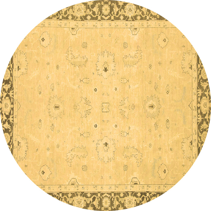 Round Machine Washable Oriental Brown Modern Rug, wshabs2646brn