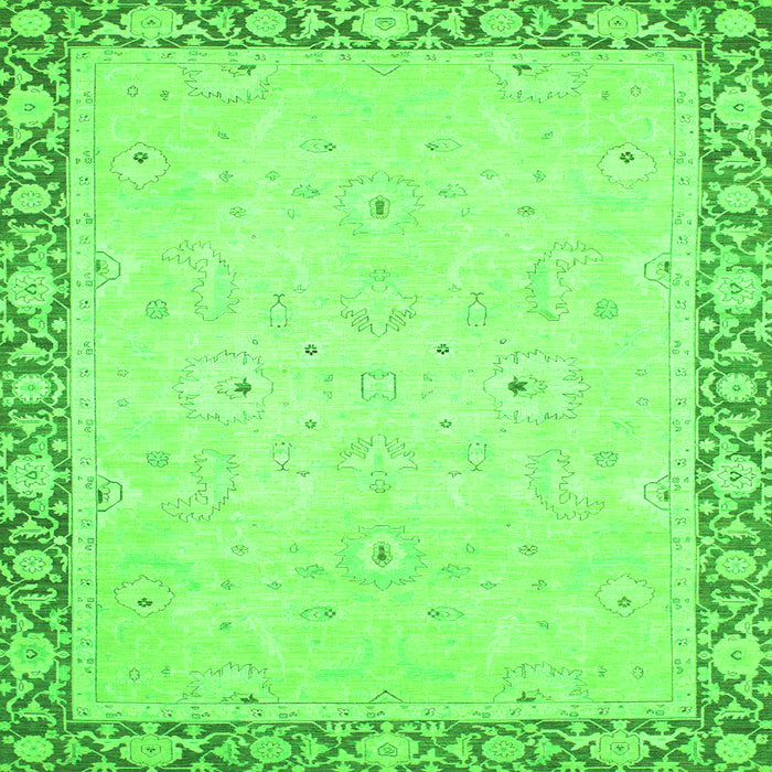 Square Machine Washable Oriental Green Modern Area Rugs, wshabs2646grn