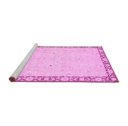 Sideview of Machine Washable Oriental Pink Modern Rug, wshabs2646pnk