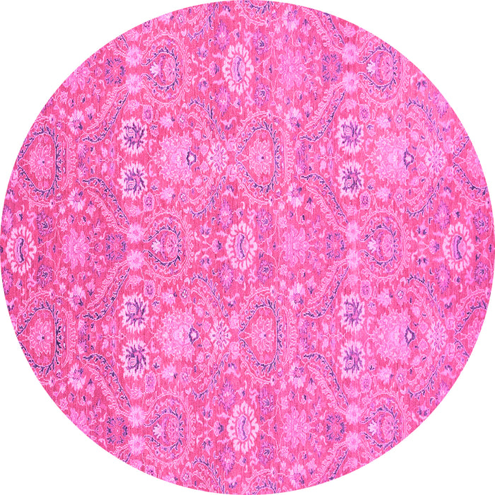Round Oriental Pink Modern Rug, abs2647pnk