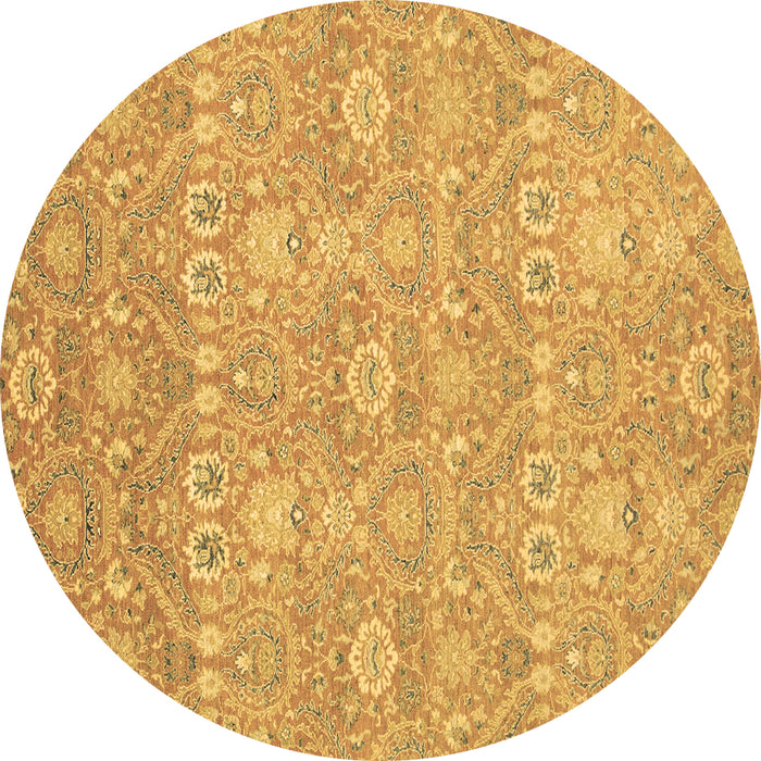 Round Machine Washable Oriental Brown Modern Rug, wshabs2647brn