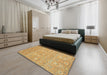 Abstract Orange Oriental Rug in a Bedroom, abs2647