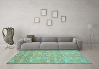 Machine Washable Oriental Light Blue Modern Rug, wshabs2647lblu