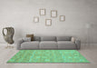 Machine Washable Oriental Turquoise Modern Area Rugs in a Living Room,, wshabs2647turq