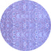 Round Oriental Blue Modern Rug, abs2647blu