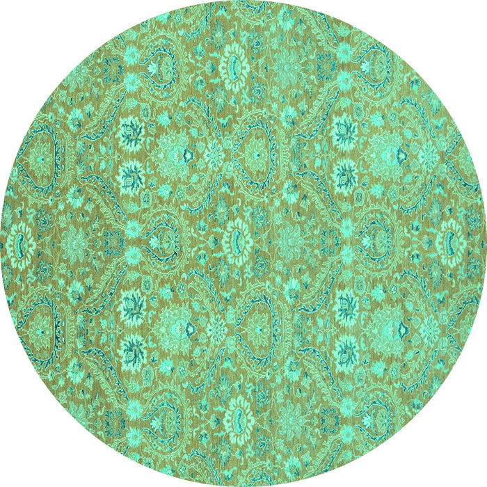 Round Oriental Turquoise Modern Rug, abs2647turq