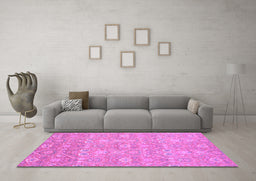 Machine Washable Oriental Purple Modern Area Rugs in a Living Room, wshabs2647pur