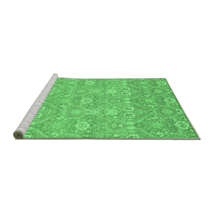 Sideview of Machine Washable Oriental Emerald Green Modern Area Rugs, wshabs2647emgrn