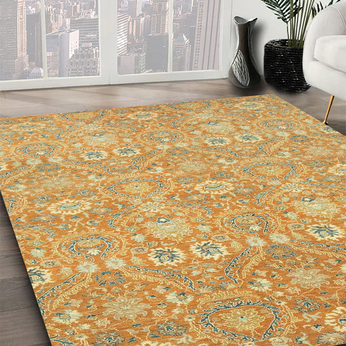 Abstract Orange Oriental Rug in Family Room, abs2647