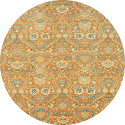 Round Machine Washable Abstract Orange Rug, wshabs2647