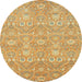 Round Machine Washable Abstract Orange Rug, wshabs2647