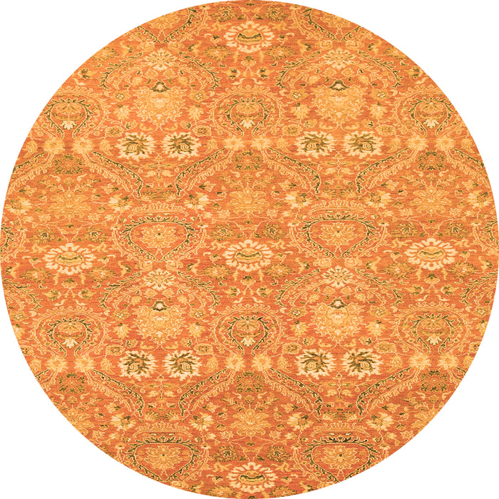 Round Machine Washable Oriental Orange Modern Area Rugs, wshabs2647org