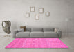 Machine Washable Oriental Pink Modern Rug in a Living Room, wshabs2647pnk