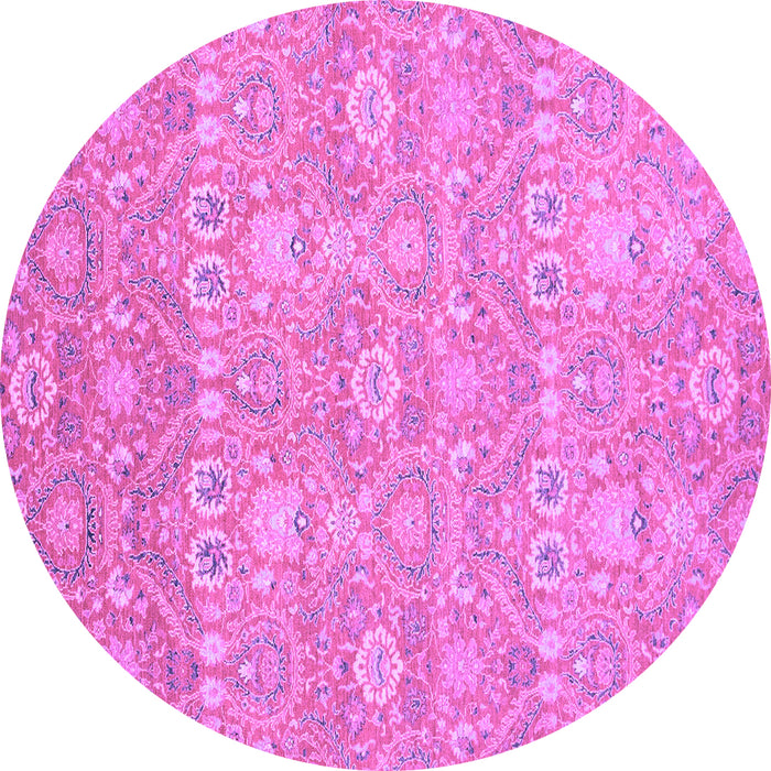 Round Machine Washable Oriental Purple Modern Area Rugs, wshabs2647pur