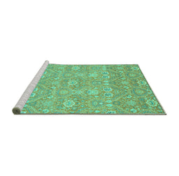 Sideview of Machine Washable Oriental Turquoise Modern Area Rugs, wshabs2647turq