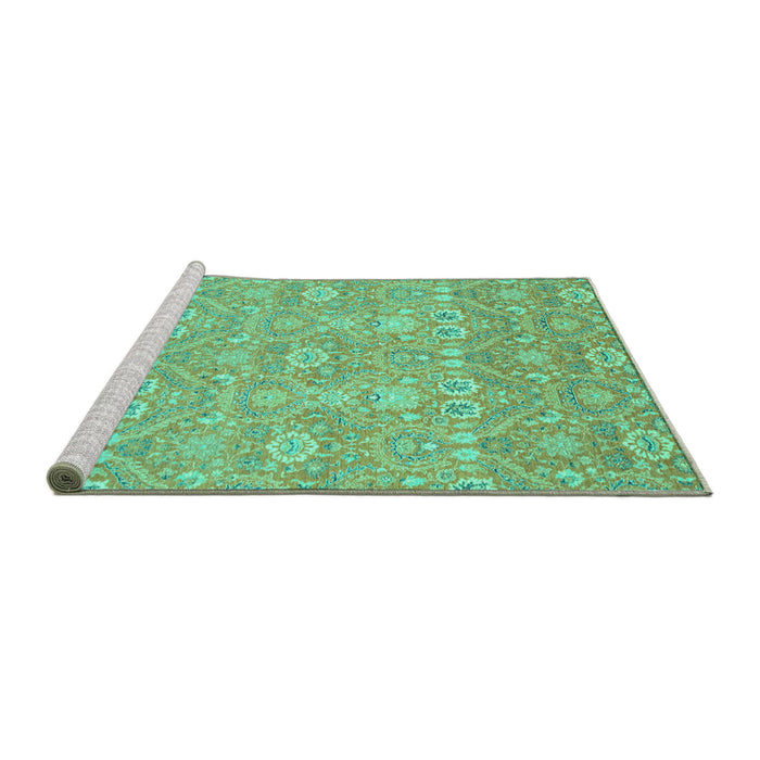 Sideview of Machine Washable Oriental Turquoise Modern Area Rugs, wshabs2647turq