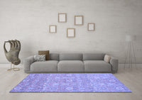 Machine Washable Oriental Blue Modern Rug, wshabs2647blu