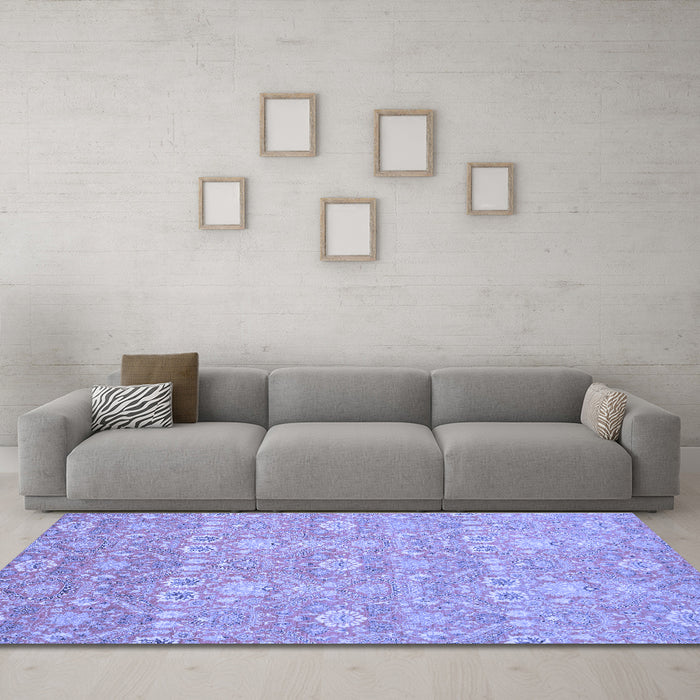 Machine Washable Oriental Blue Modern Rug in a Living Room, wshabs2647blu