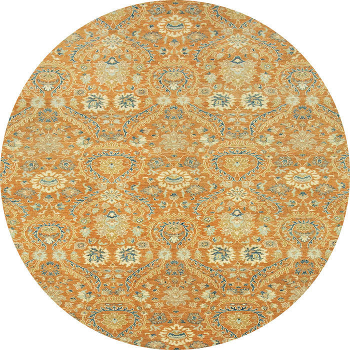 Round Abstract Orange Oriental Rug, abs2647