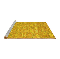Sideview of Machine Washable Oriental Yellow Modern Rug, wshabs2647yw