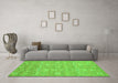 Machine Washable Oriental Green Modern Area Rugs in a Living Room,, wshabs2647grn