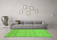 Machine Washable Oriental Green Modern Rug, wshabs2647grn