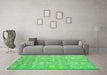 Machine Washable Oriental Emerald Green Modern Area Rugs in a Living Room,, wshabs2647emgrn