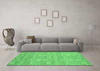 Machine Washable Oriental Emerald Green Modern Rug, wshabs2647emgrn