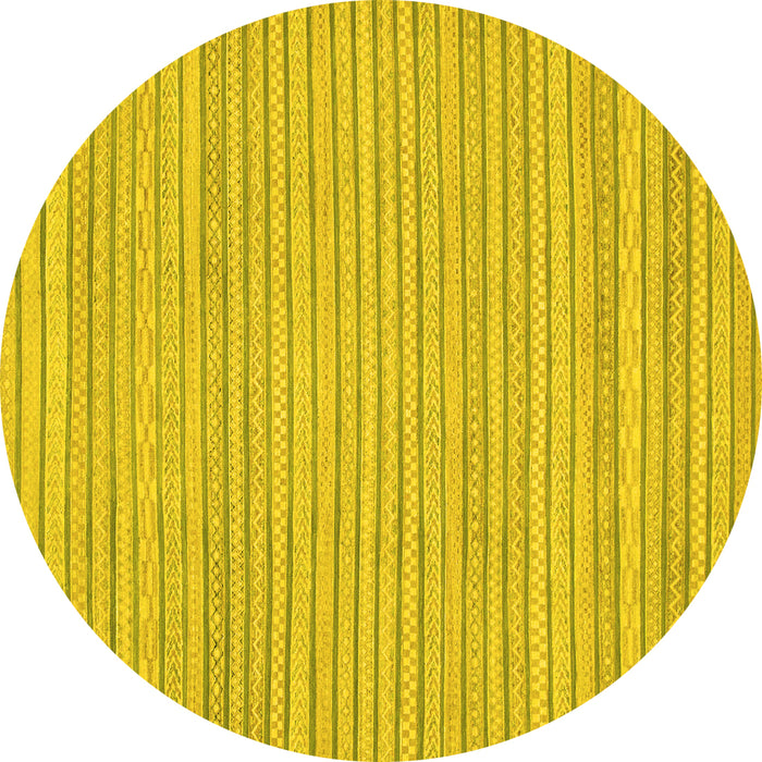 Round Machine Washable Oriental Yellow Modern Rug, wshabs2648yw