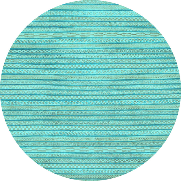 Round Machine Washable Oriental Light Blue Modern Rug, wshabs2648lblu