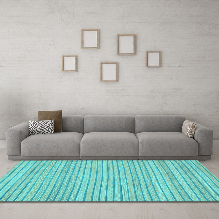 Machine Washable Oriental Light Blue Modern Rug in a Living Room, wshabs2648lblu