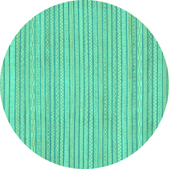 Round Machine Washable Oriental Turquoise Modern Area Rugs, wshabs2648turq