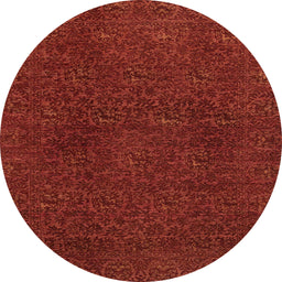 Round Abstract Cranberry Red Oriental Rug, abs2649