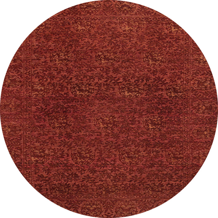 Round Abstract Cranberry Red Oriental Rug, abs2649