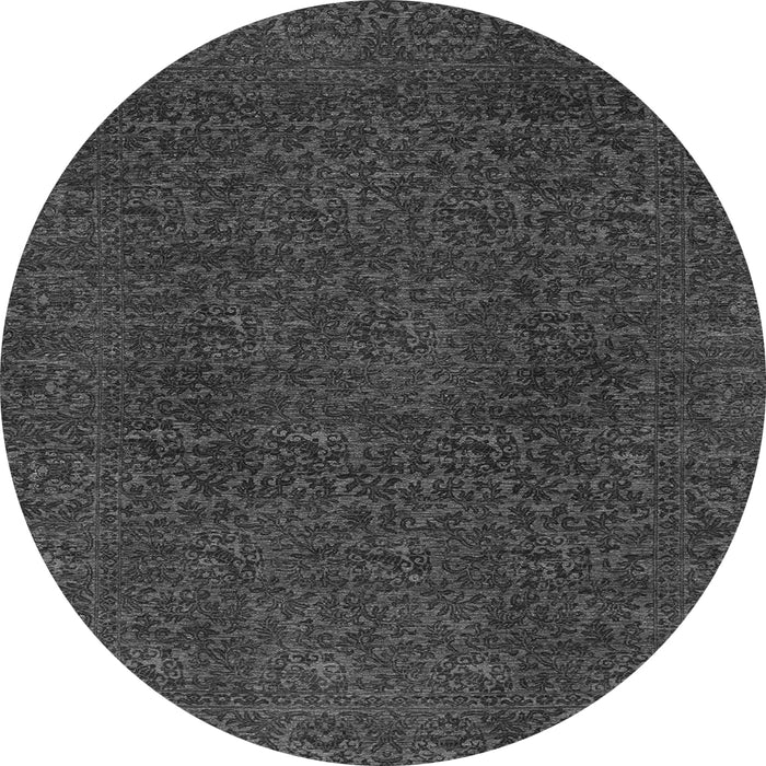 Round Machine Washable Oriental Gray Modern Rug, wshabs2649gry