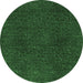 Round Machine Washable Oriental Emerald Green Modern Area Rugs, wshabs2649emgrn