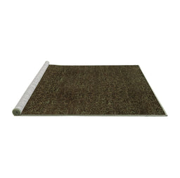 Sideview of Machine Washable Oriental Turquoise Modern Area Rugs, wshabs2649turq