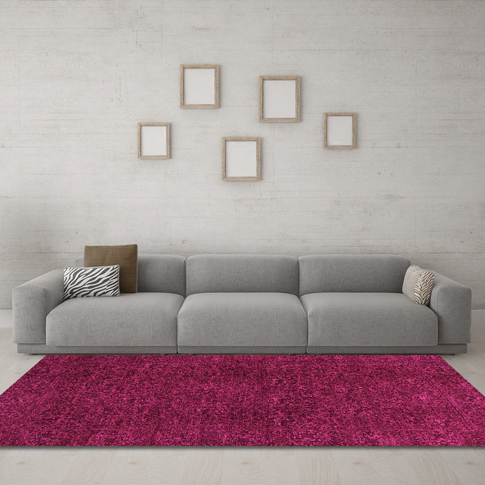 Machine Washable Oriental Pink Modern Rug in a Living Room, wshabs2649pnk