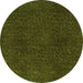 Round Machine Washable Oriental Green Modern Area Rugs, wshabs2649grn