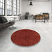 Round Abstract Cranberry Red Oriental Rug in a Office, abs2649