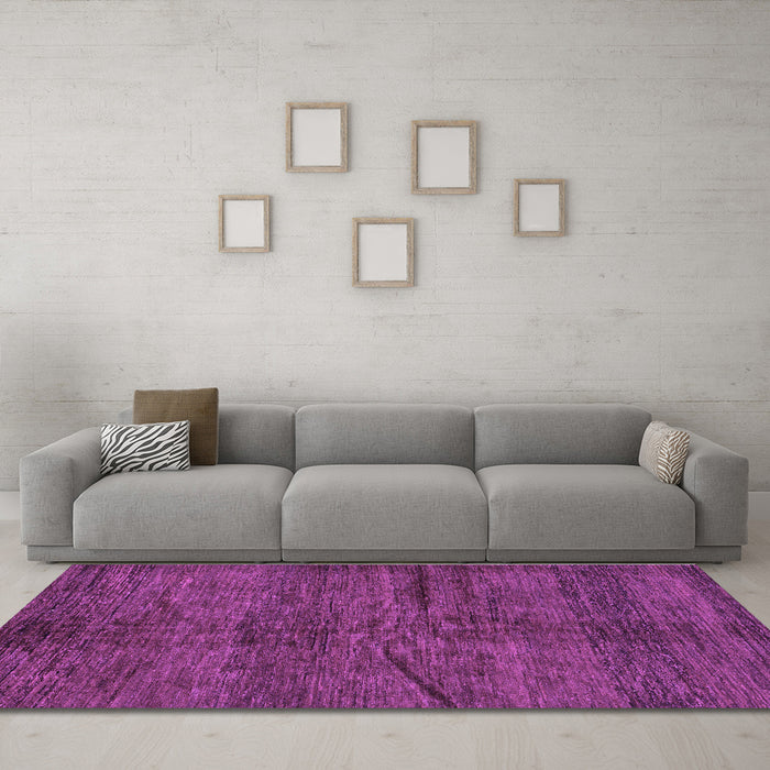 Machine Washable Oriental Purple Modern Area Rugs in a Living Room, wshabs264pur